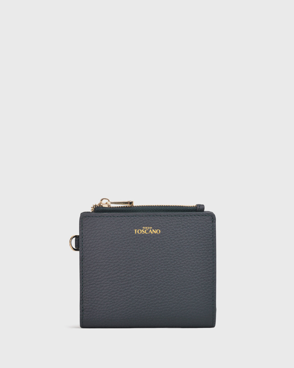 Aimee Front Zip Bifold Wallet (Navy) - Tocco Toscano
