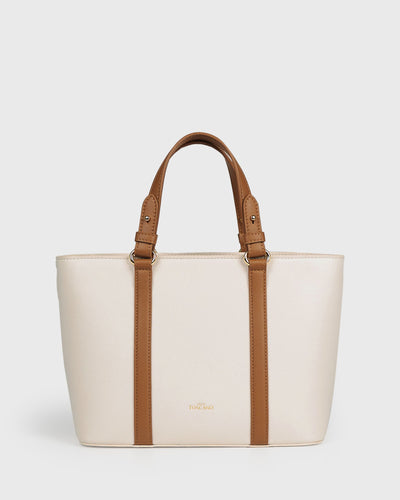 Hanna Top Handle (Cream), Vegan Leather, Front View