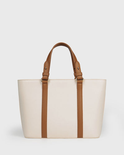 Hanna Top Handle (Cream), Vegan Leather, Side View 2
