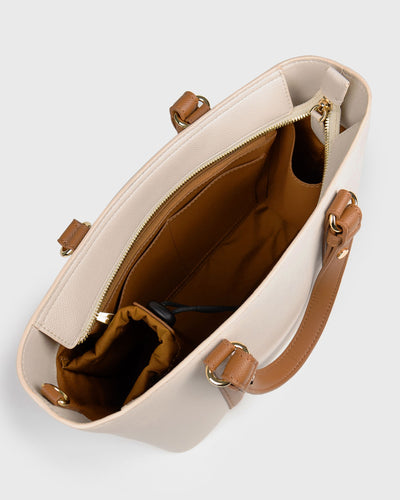 Hanna Top Handle (Cream), Vegan Leather, Interior View