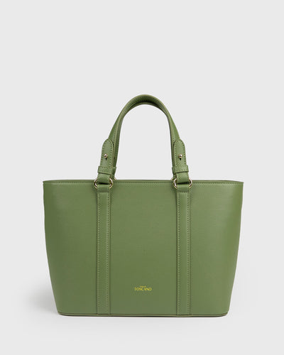 Hanna Top Handle (Olive) ,Vegan Leather , Front View
