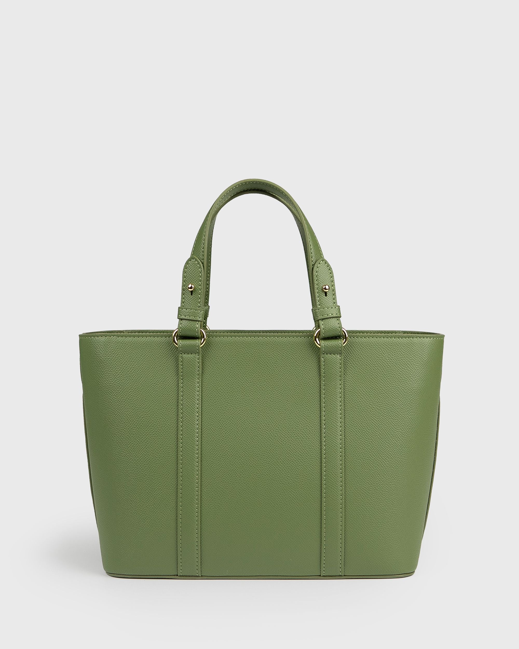 Hanna Top Handle (Olive) ,Vegan Leather , Back View