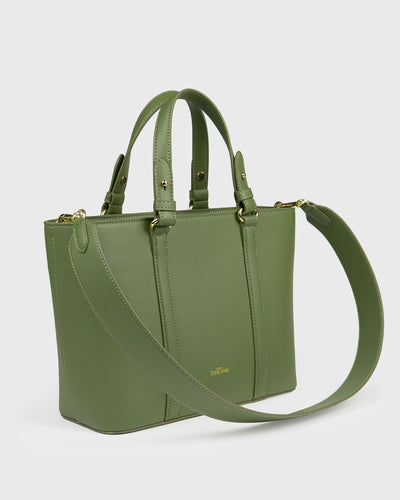 Hanna Top Handle (Olive) ,Vegan Leather ,Side View