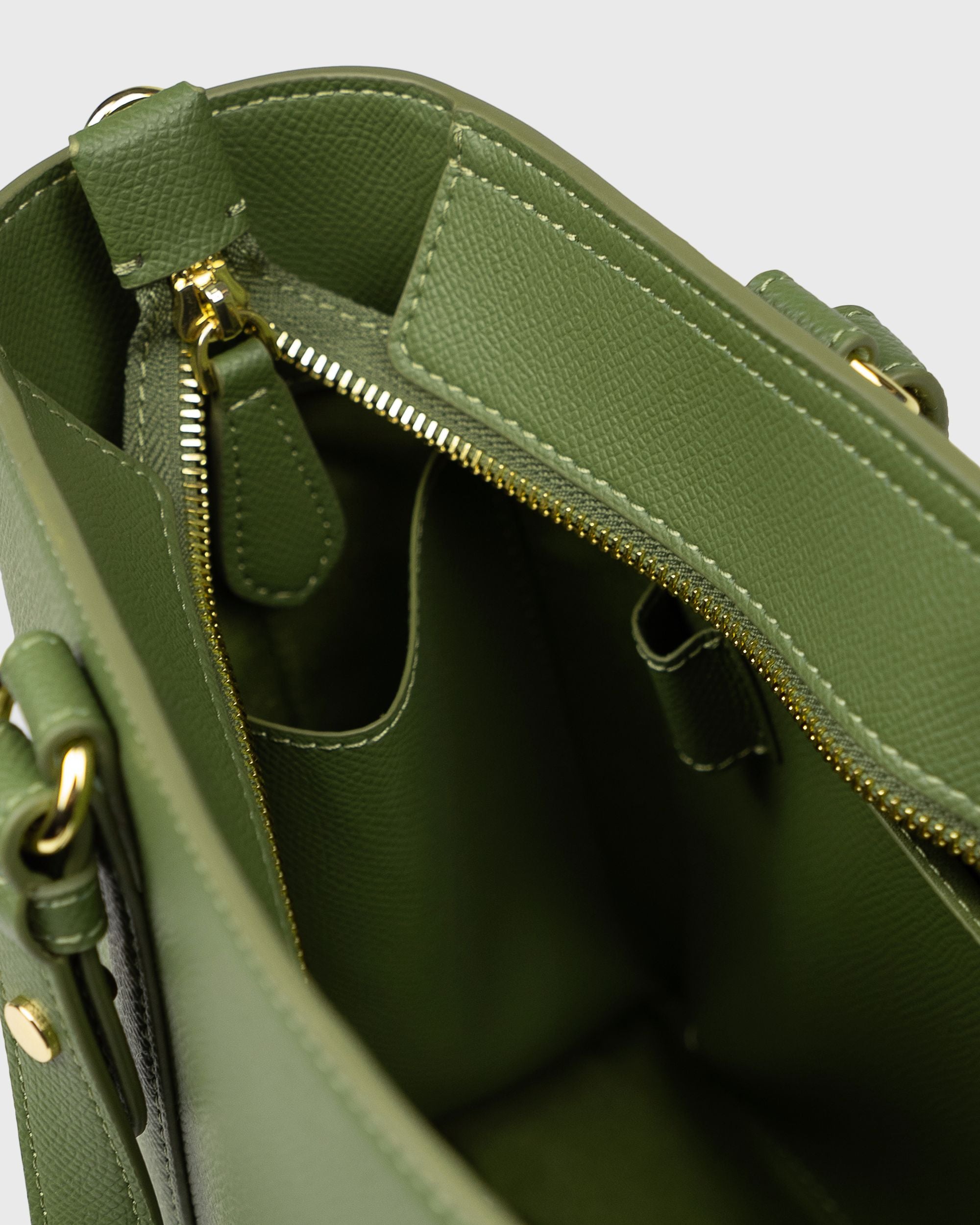 Hanna Top Handle (Olive) ,Vegan Leather , Inside View 2
