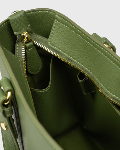 Hanna Top Handle (Olive) ,Vegan Leather , Inside View 2