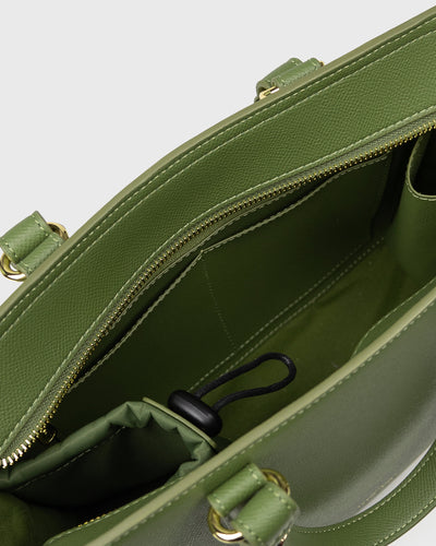 Hanna Top Handle (Olive) ,Vegan Leather , Top View 3