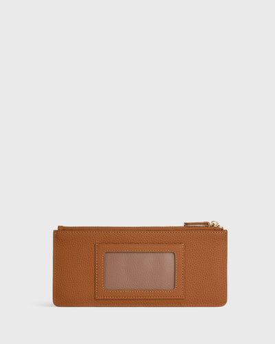 Aimee L-zip Wristlet Clutch (Camel)