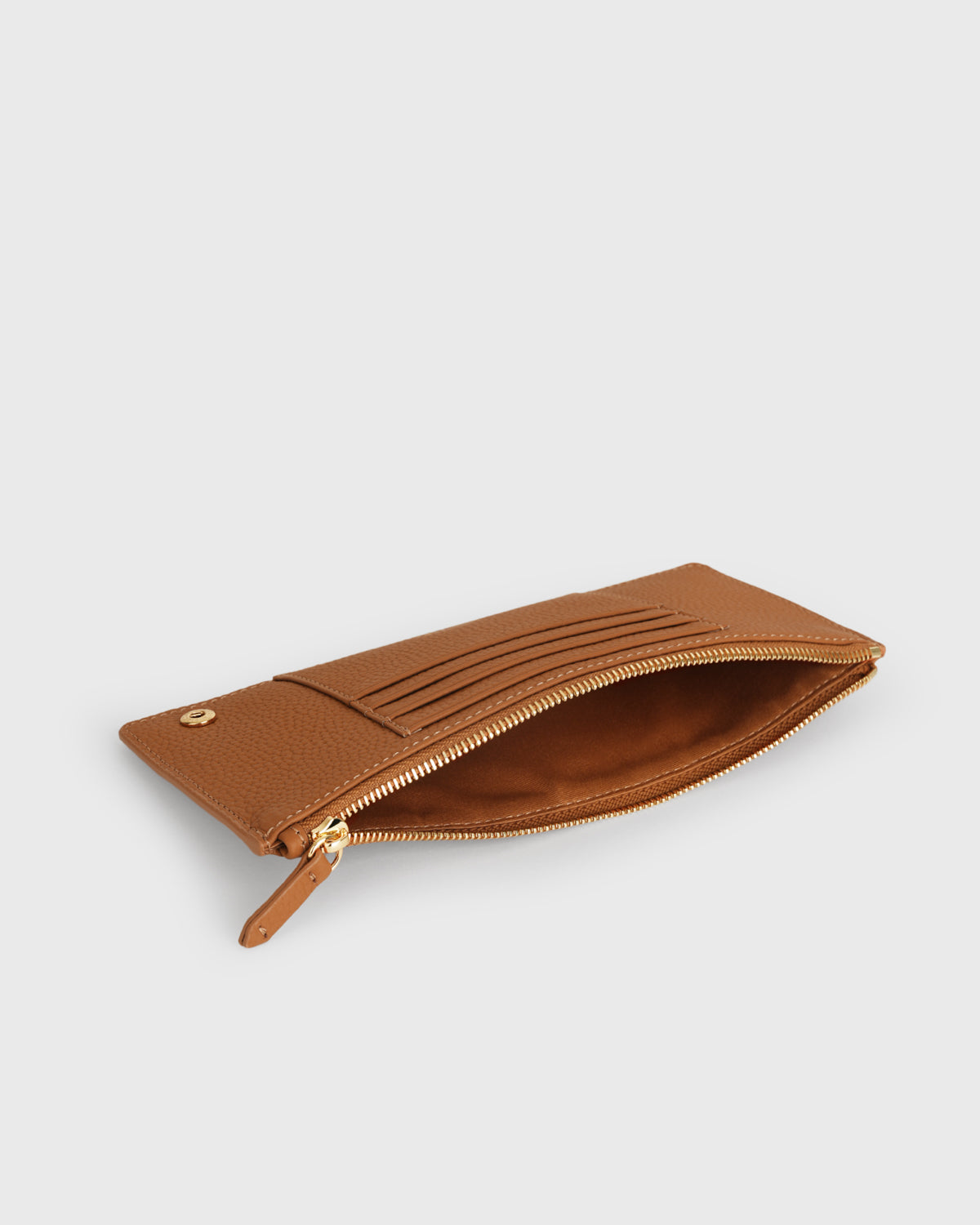 Aimee L-zip Wristlet Clutch (Camel)