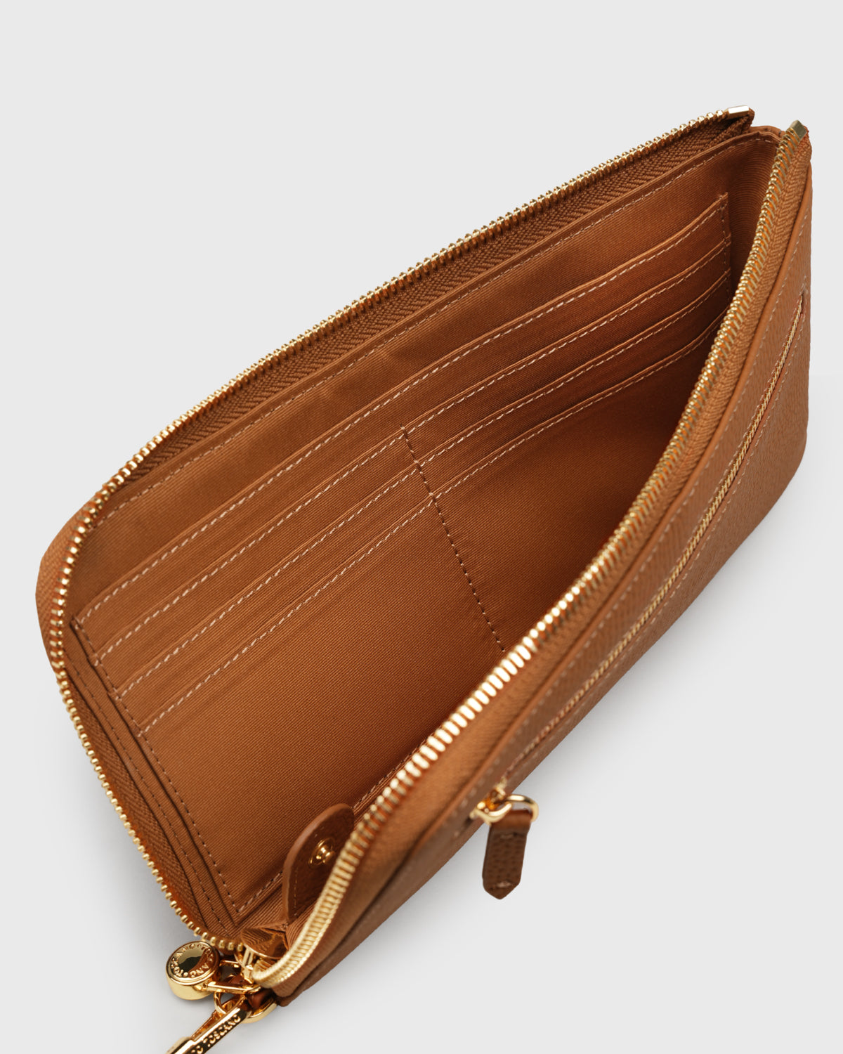 Aimee L-zip Wristlet Clutch (Camel)