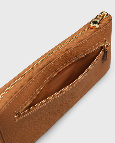 Aimee L-zip Wristlet Clutch (Camel)