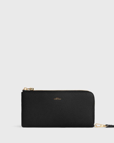 Aimee L-zip Wristlet Clutch (Black)