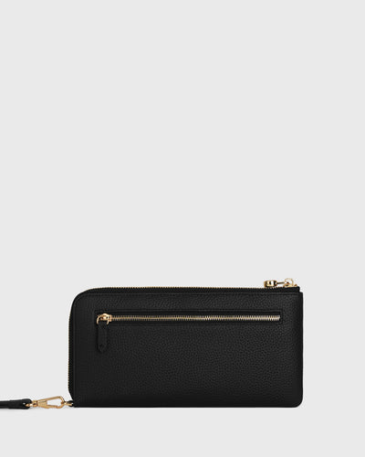Aimee L-zip Wristlet Clutch (Black)