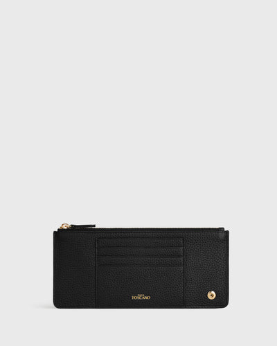 Aimee L-zip Wristlet Clutch (Black)