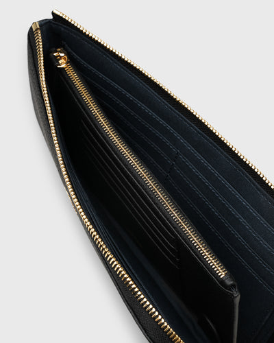 Aimee L-zip Wristlet Clutch (Black)