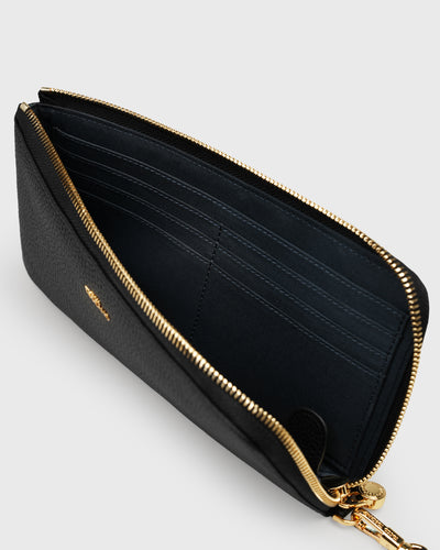 Aimee L-zip Wristlet Clutch (Black)