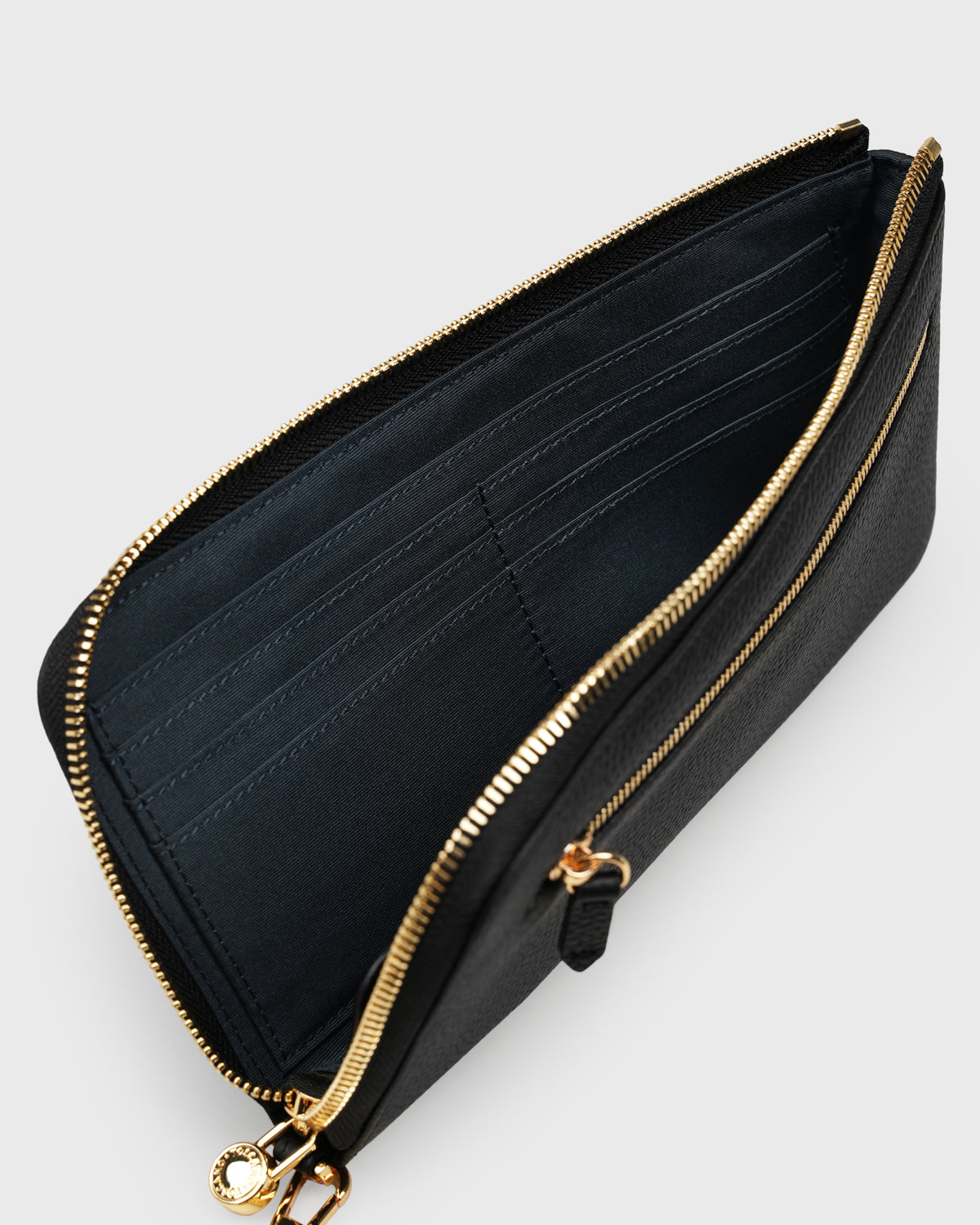 Aimee L-zip Wristlet Clutch (Black)