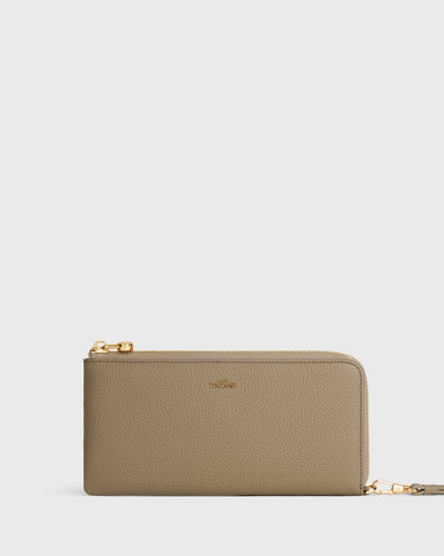 Aimee L-zip Wristlet Clutch (Taupe)