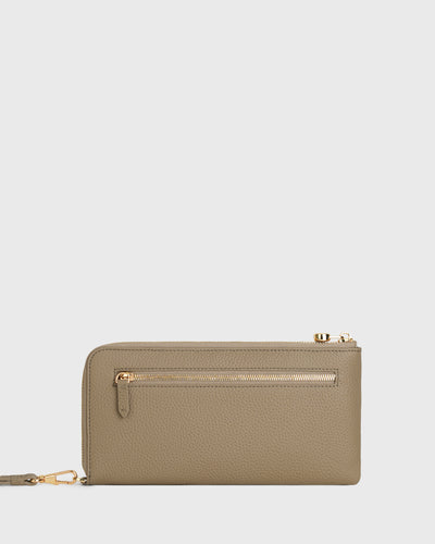 Aimee L-zip Wristlet Clutch (Taupe)