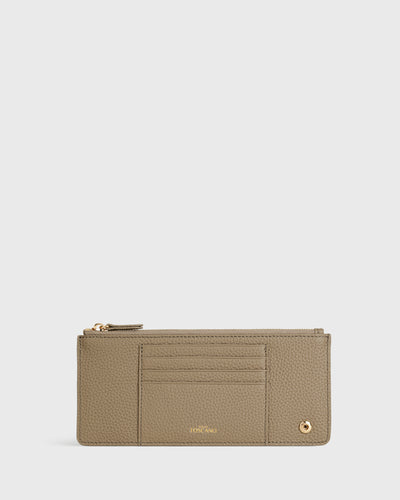 Aimee L-zip Wristlet Clutch (Taupe)