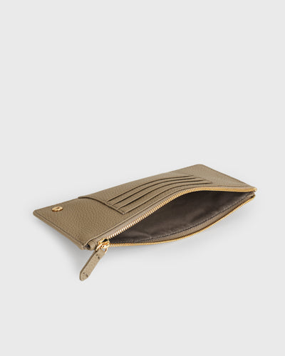 Aimee L-zip Wristlet Clutch (Taupe)