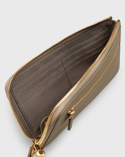 Aimee L-zip Wristlet Clutch (Taupe)