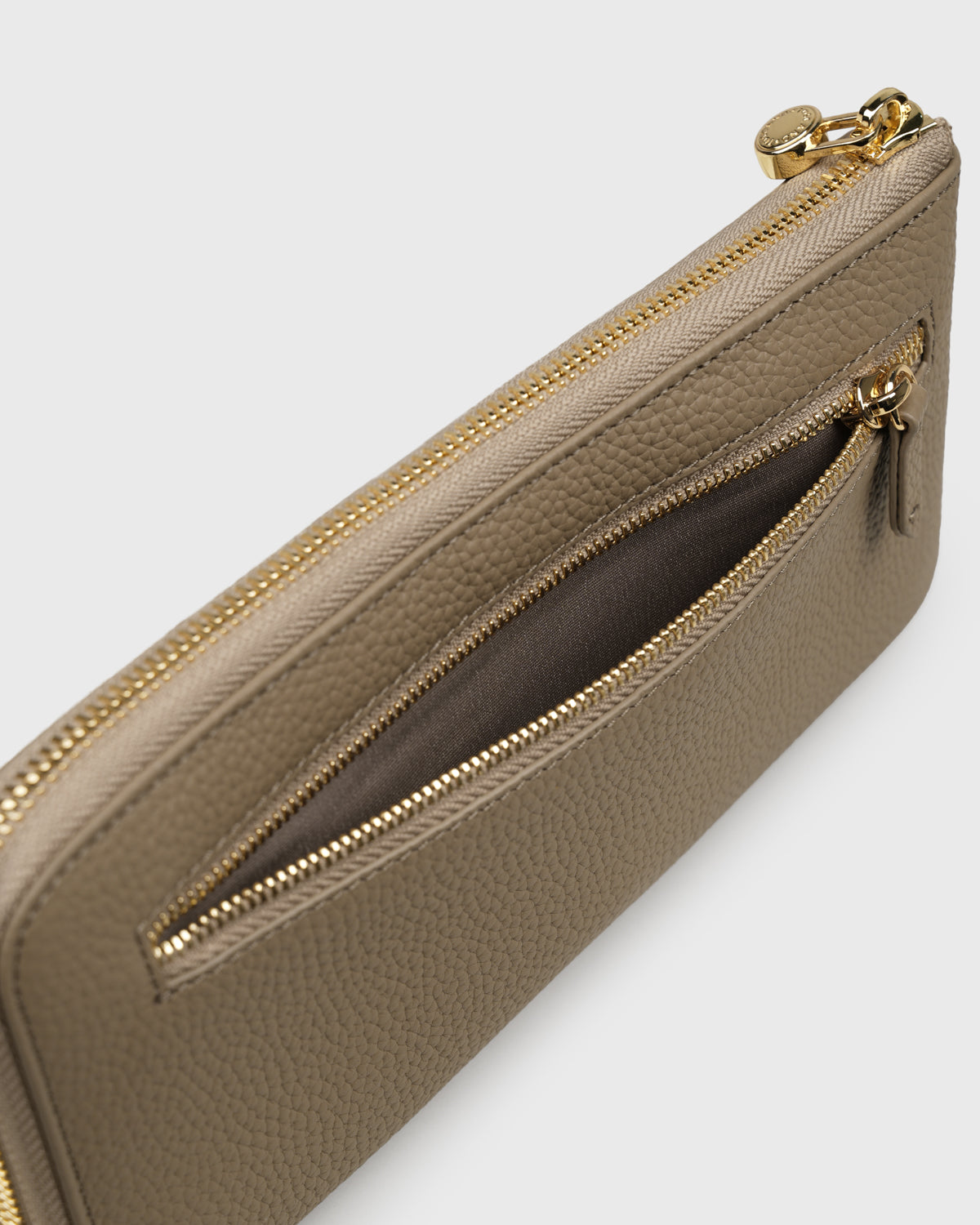 Aimee L-zip Wristlet Clutch (Taupe)