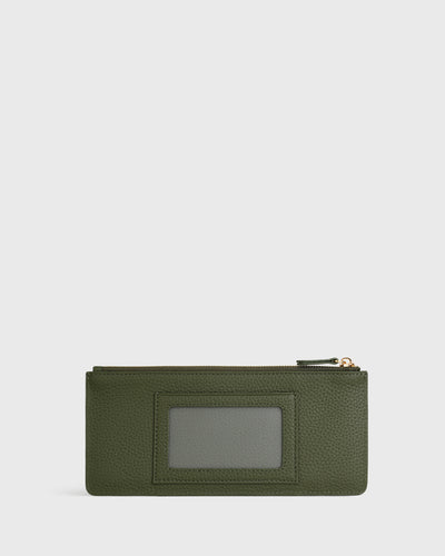 Aimee L-zip Wristlet Clutch (Olive)