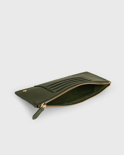 Aimee L-zip Wristlet Clutch (Olive)