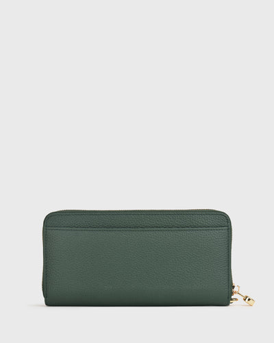 Aimee Green Leather Long Wallet - Back View