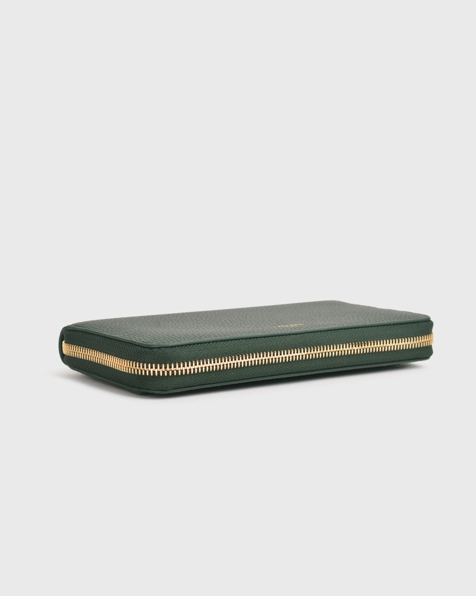 Aimee Green Leather Long Wallet - Side View