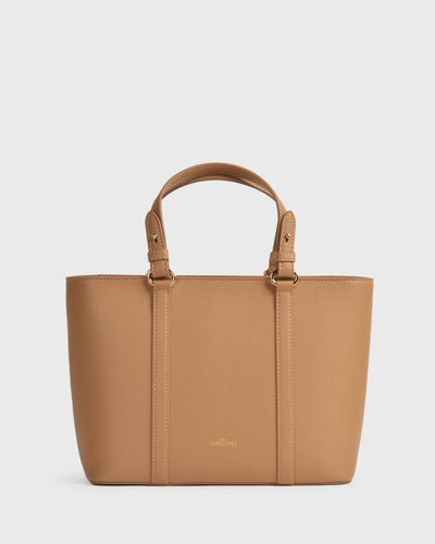 Hanna Top Handle (Brown), Vegan Leather, Front View