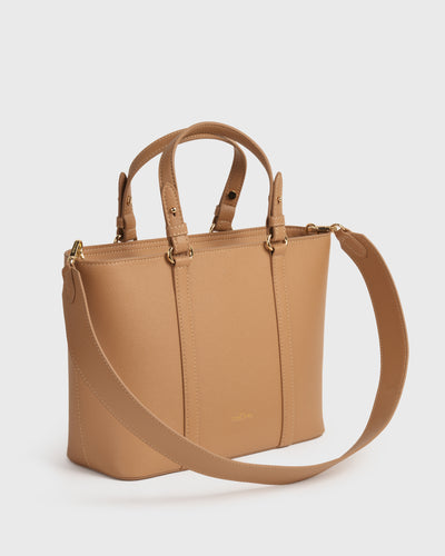 Hanna Top Handle (Brown), Vegan Leather, Side View