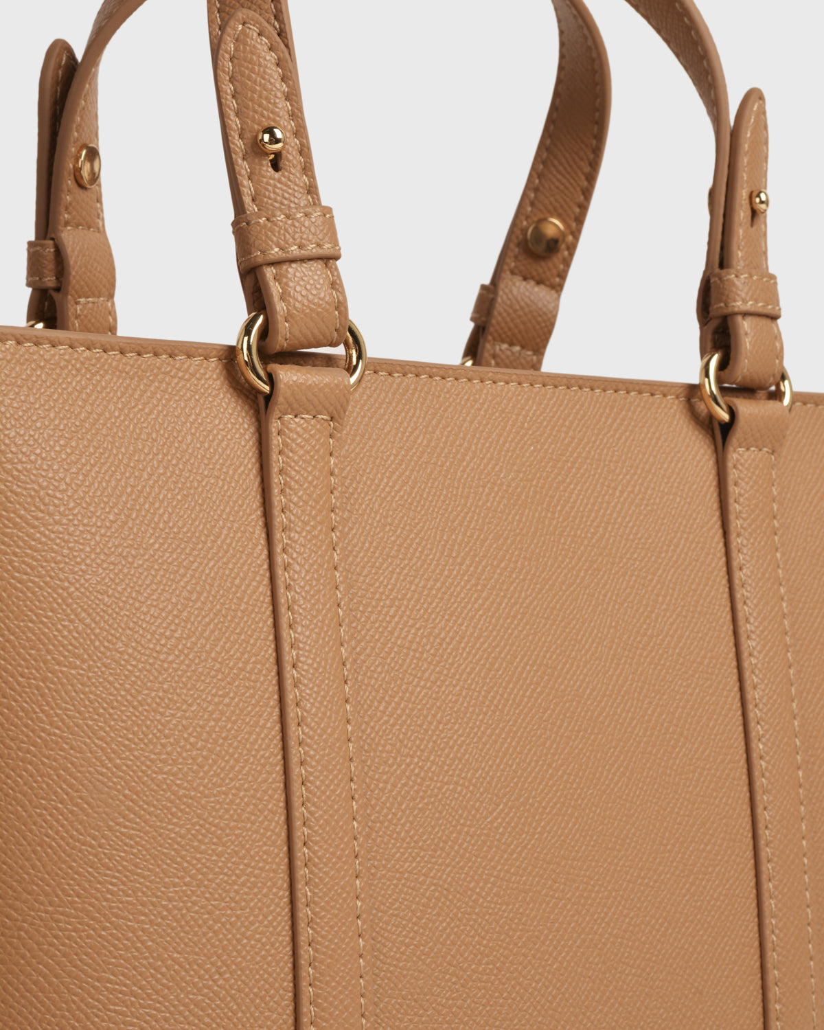 Hanna Top Handle (Brown), Vegan Leather, Handle View