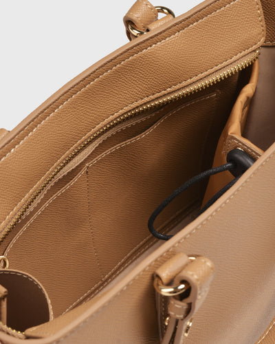 Hanna Top Handle (Brown), Vegan Leather, Interior View 2