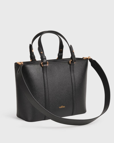 Hanna Top Handle (Black), Vegan Leather, Side View