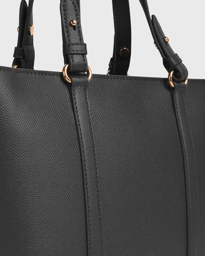Hanna Top Handle (Black), Vegan Leather, Handle View