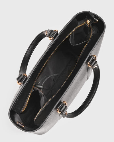 Hanna Top Handle (Black), Vegan Leather, Interior View