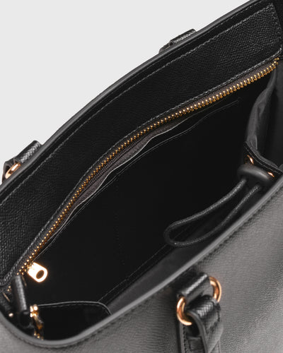 Hanna Top Handle (Black), Vegan Leather, Interior View 2