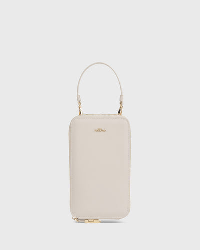 Iduna Mobile Phonebag (Cream), Vegan Leather, Front View