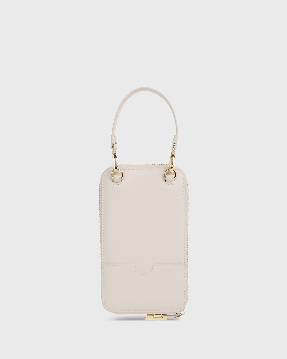 Iduna Mobile Phonebag (Cream), Vegan Leather, Back View