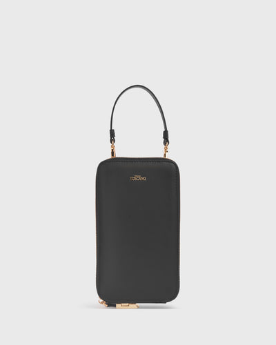 Iduna Mobile Phonebag (Black), Vegan Leather, Front View