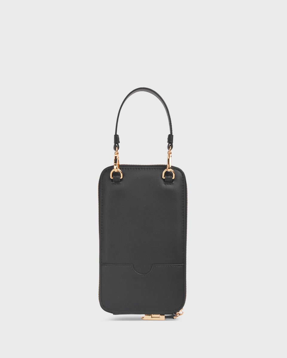 Iduna Mobile Phonebag (Black), Vegan Leather, Back View