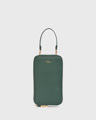 Iduna Mobile Phonebag (Forest), Vegan Leather, Front View