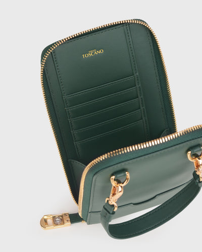 Iduna Mobile Phonebag (Forest), Vegan Leather, Interior View 1