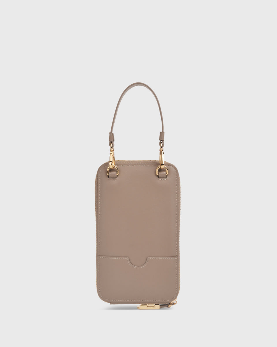Iduna Mobile Phonebag (Taupe), Vegan Leather, Back View