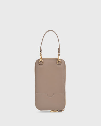 Iduna Mobile Phonebag (Taupe), Vegan Leather, Back View