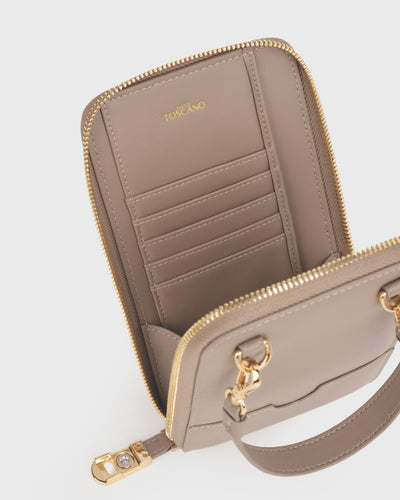 Iduna Mobile Phonebag (Taupe), Vegan Leather, Interior View 1