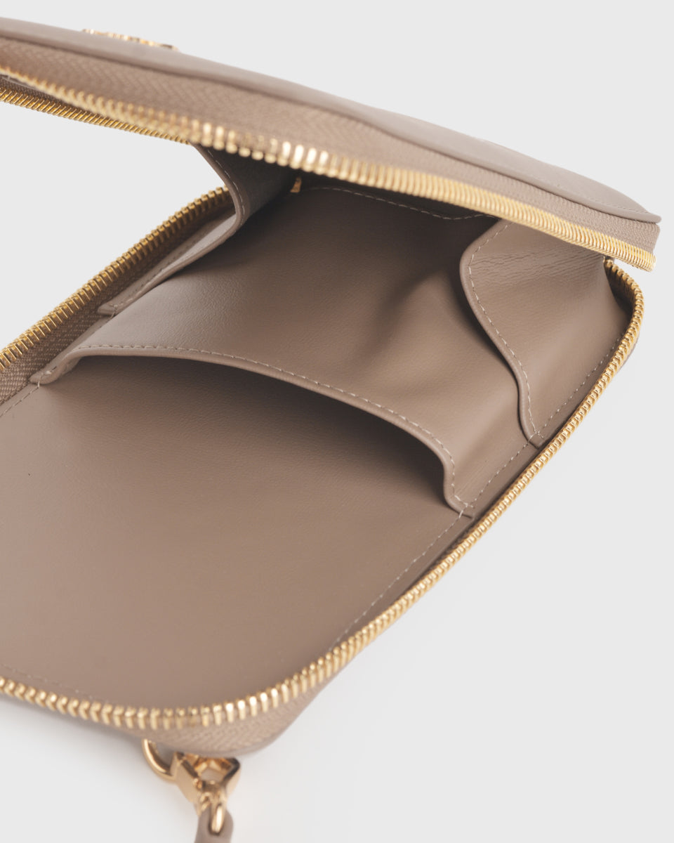 Iduna Mobile Phonebag (Taupe), Vegan Leather, Interior View 2