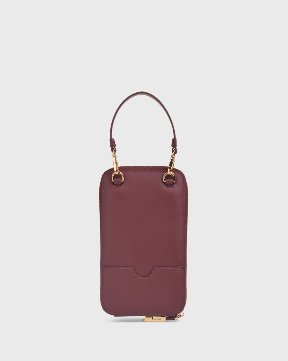 Iduna Mobile Phonebag (Wine), Vegan Leather, Back View