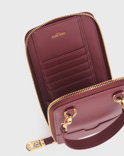 Iduna Mobile Phonebag (Wine), Vegan Leather, Interior View 2